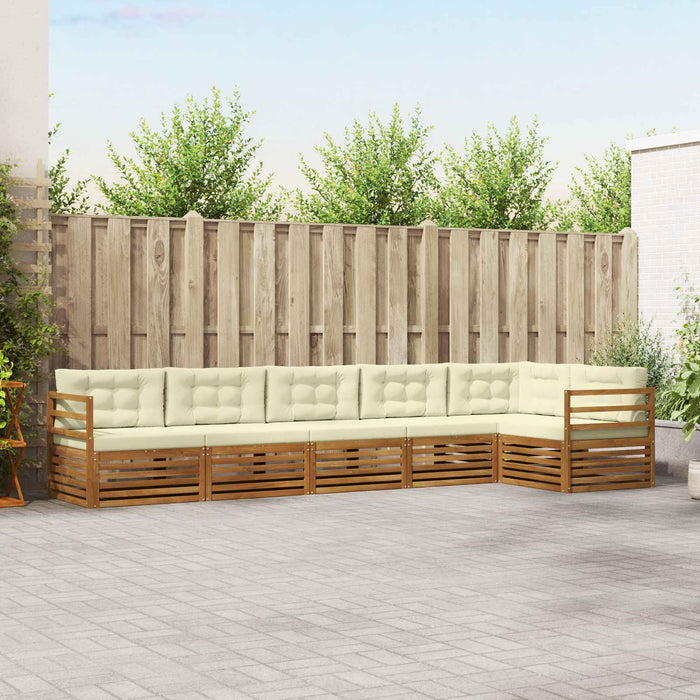 Set de canapele de exterior cu pernă 6 pcs Natural și Crem WALTI