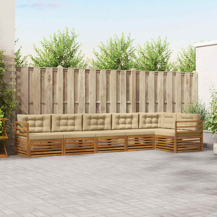 Set de canapele de exterior cu pernă 6 pcs Natural și Bej WALTI