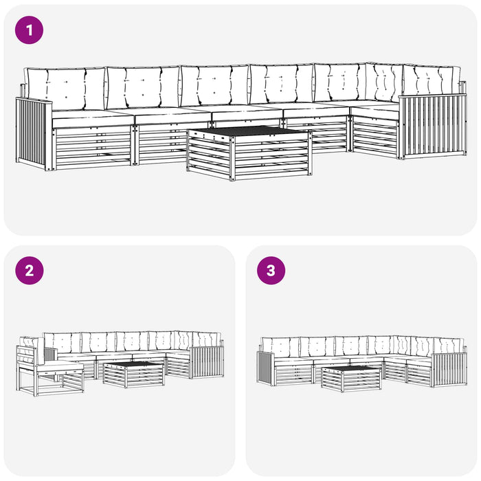 Set de canapele de exterior cu pernă 7 pcs Natural și Bej - WALTI WALTI