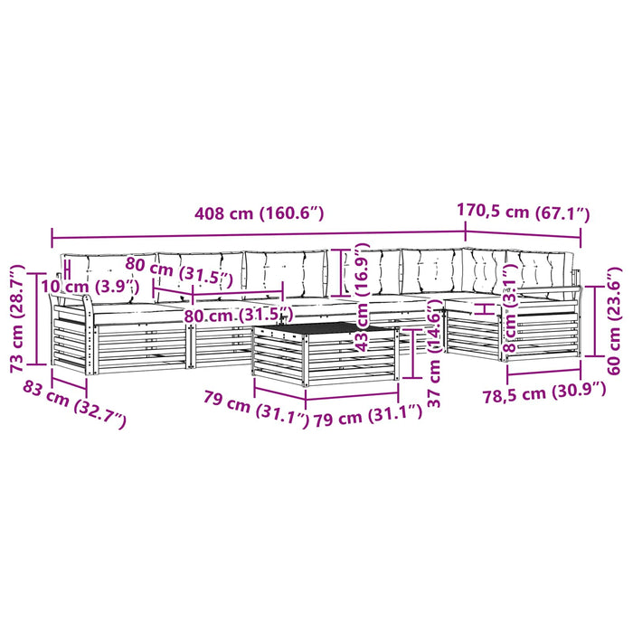 Set de canapele de exterior cu pernă 7 pcs Natural și Crem - WALTI WALTI