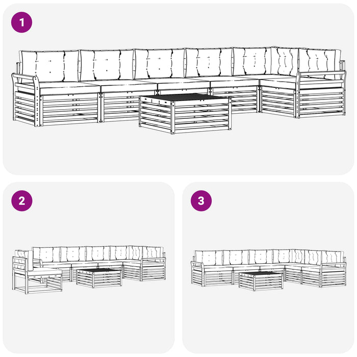 Set de canapele de exterior 7 pcs Gri natural și deschis - WALTI WALTI