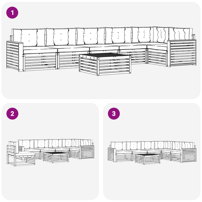 Set de canapele de exterior cu pernă 7 pcs Natural și Crem - WALTI WALTI