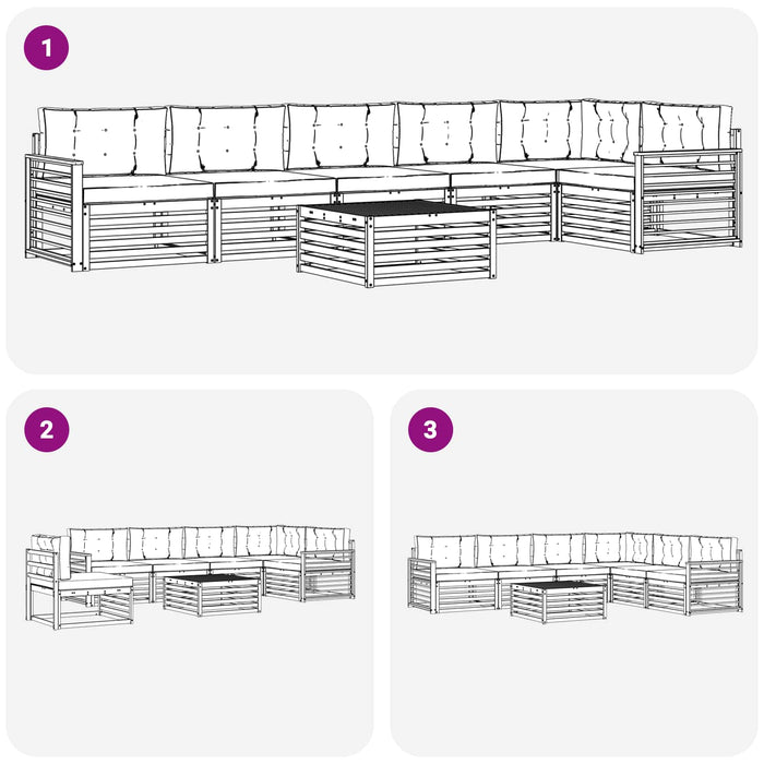 Set de canapele de exterior 7 pcs Gri natural și deschis - WALTI WALTI