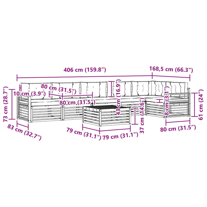Set de canapele de exterior cu pernă 7 pcs Natural și Bej - WALTI WALTI