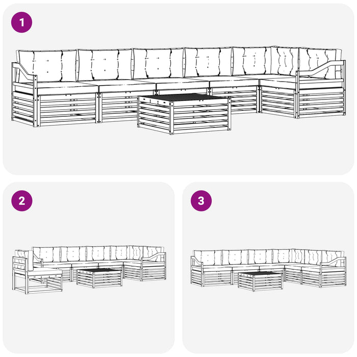 Set de canapele de exterior 7 pcs Gri natural și deschis - WALTI WALTI