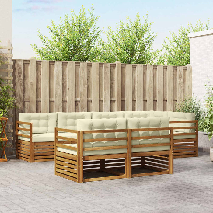 Set de canapele de exterior cu pernă 7 pcs Natural și Crem - WALTI WALTI