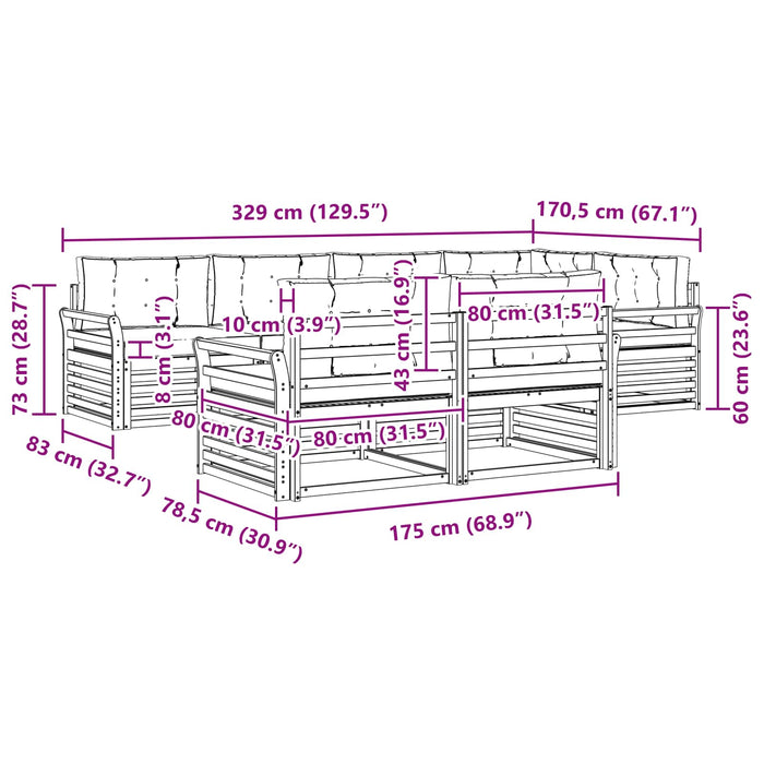 Set de canapele de exterior cu pernă 7 pcs Natural și Antracit - WALTI WALTI