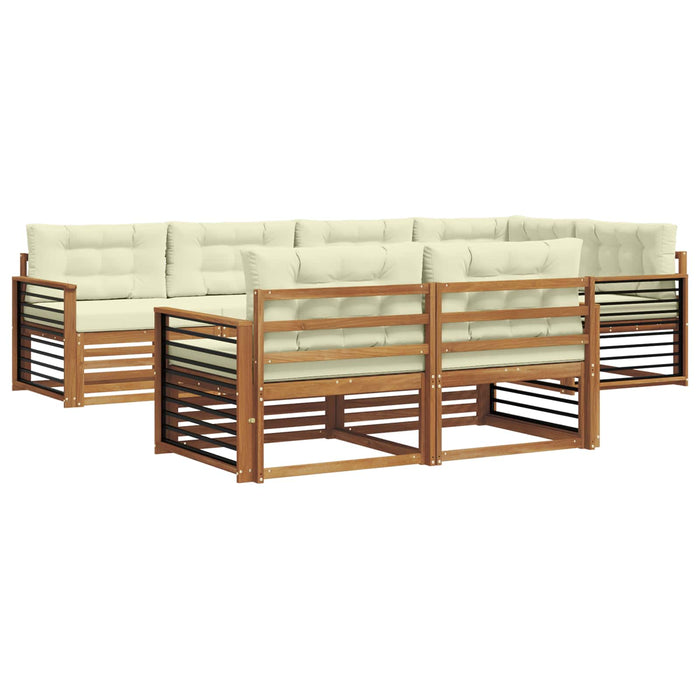 Set de canapele de exterior cu pernă 7 pcs Natural și Crem - WALTI WALTI