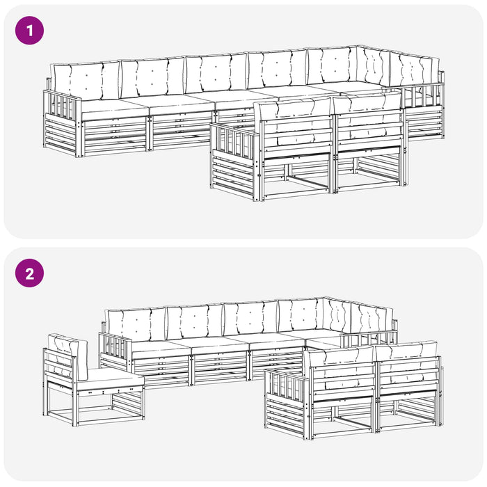 Set de canapele de exterior cu pernă 8 pcs Natural și Crem - WALTI WALTI