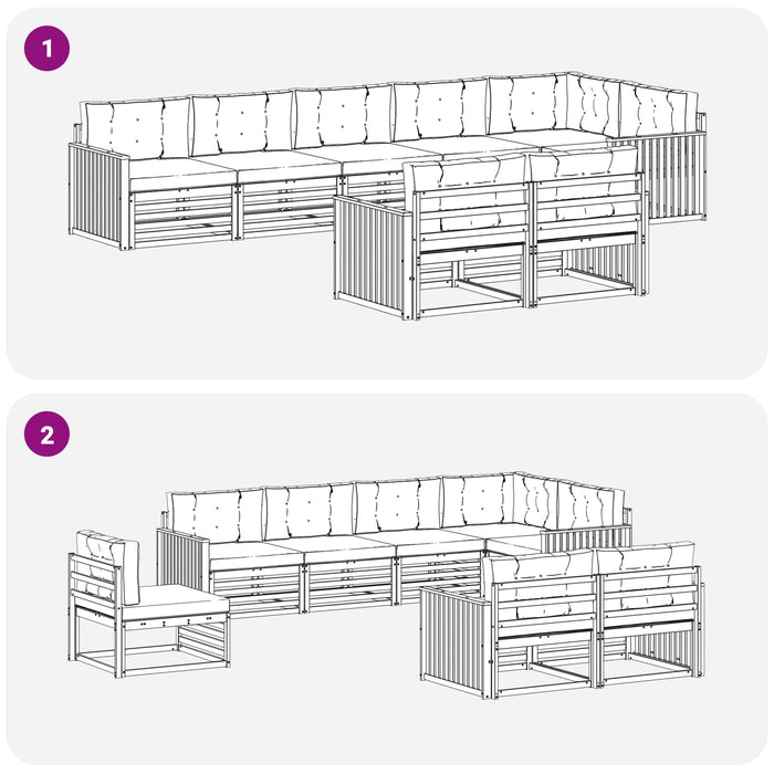 Set de canapele de exterior cu pernă 8 pcs Natural și Crem - WALTI WALTI