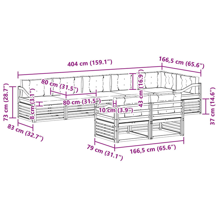 Set de canapele de exterior cu pernă 8 pcs Natural și Bej - WALTI WALTI