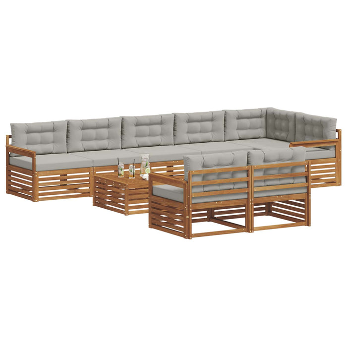 Set de canapele de exterior 9 pcs Gri natural și deschis - WALTI WALTI