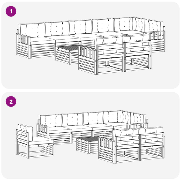 Set de canapele de exterior cu pernă 9 pcs Natural și Bej - WALTI WALTI