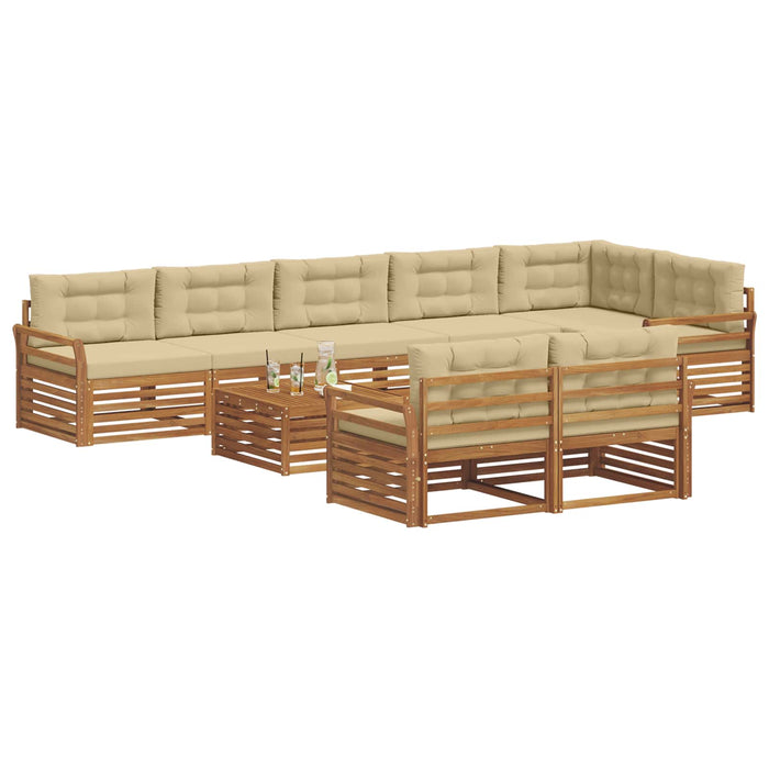 Set de canapele de exterior cu pernă 9 pcs Natural și Bej - WALTI WALTI