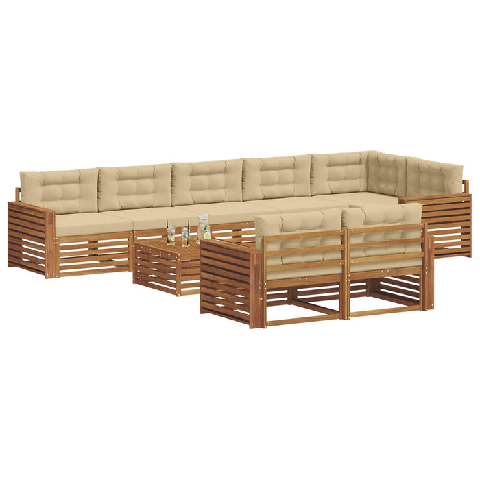 Set de canapele de exterior cu pernă 9 pcs Natural și Bej - WALTI WALTI