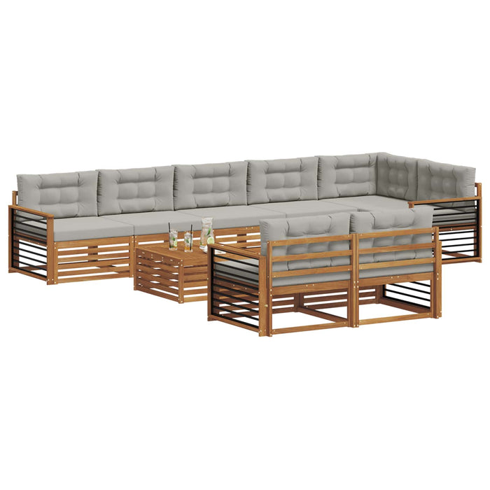 Set de canapele de exterior 9 pcs Gri natural și deschis - WALTI WALTI
