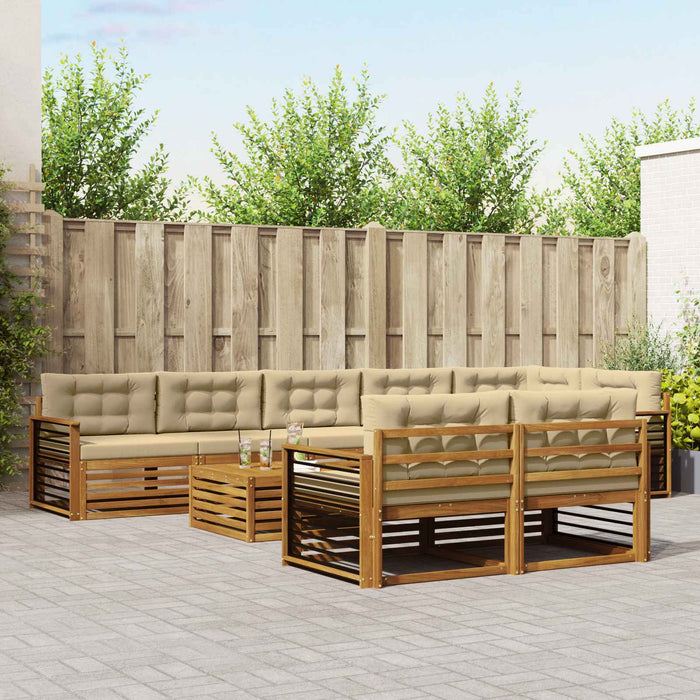 Set de canapele de exterior cu pernă 9 pcs Natural și Bej - WALTI WALTI