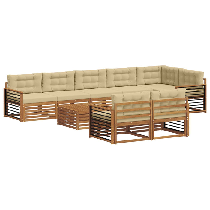 Set de canapele de exterior cu pernă 9 pcs Natural și Bej - WALTI WALTI