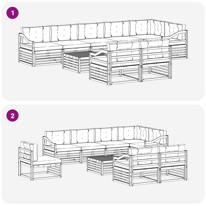 Set de canapele de exterior cu pernă 9 pcs Natural și Crem - WALTI WALTI