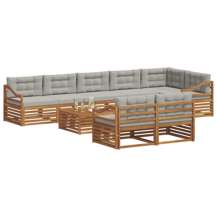 Set de canapele de exterior 9 pcs Gri natural și deschis - WALTI WALTI