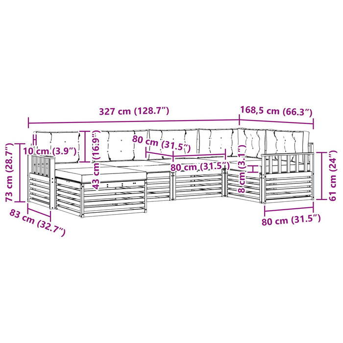 Set de canapele de exterior cu pernă 6 pcs Natural și Bej - WALTI WALTI