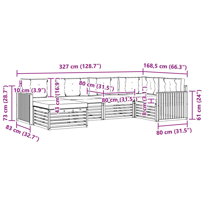 Set de canapele de exterior cu pernă 6 pcs Natural și Crem - WALTI WALTI