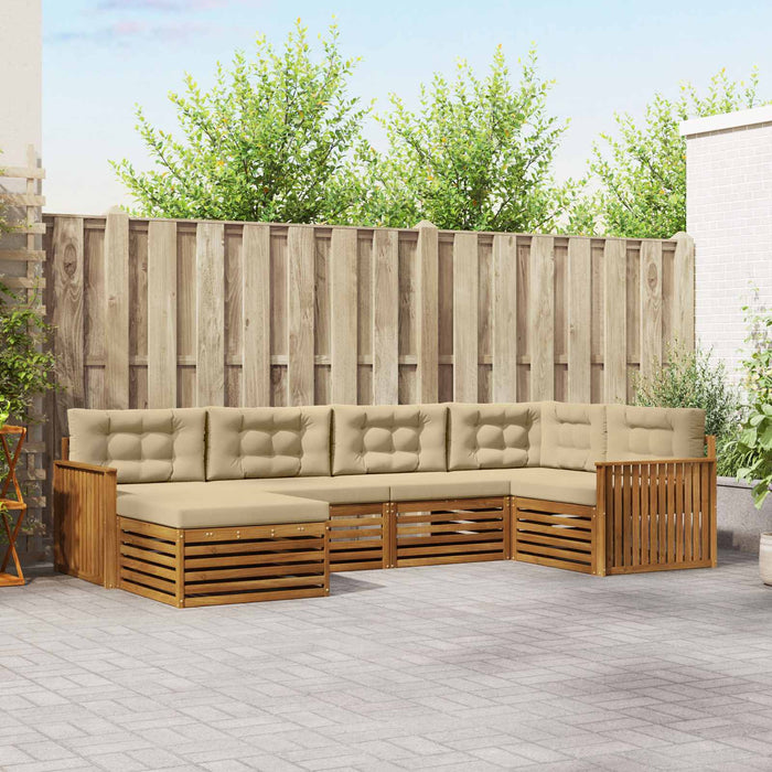 Set de canapele de exterior cu pernă 6 pcs Natural și Bej - WALTI WALTI