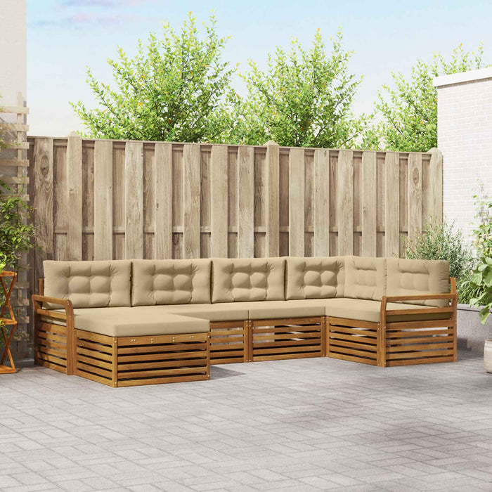 Set de canapele de exterior cu pernă 6 pcs Natural și Bej - WALTI WALTI