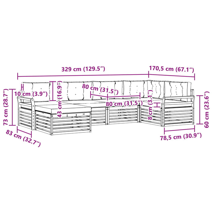 Set de canapele de exterior cu pernă 6 pcs Natural și Bej - WALTI WALTI