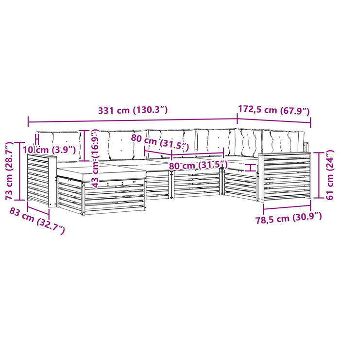 Set de canapele de exterior cu pernă 6 pcs Natural și Crem - WALTI WALTI