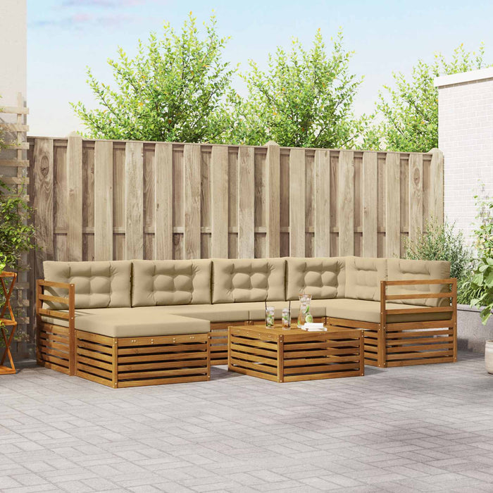Set de canapele de exterior cu pernă 7 pcs Natural și Bej - WALTI WALTI