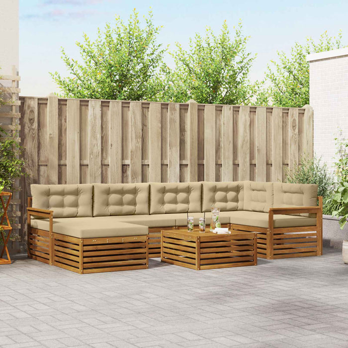 Set de canapele de exterior cu pernă 7 pcs Natural și Bej - WALTI WALTI