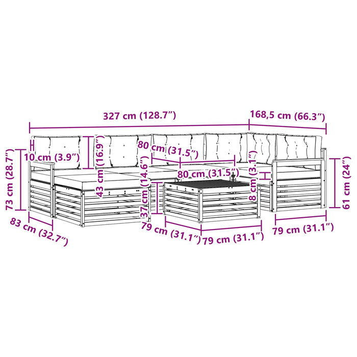 Set de canapele de exterior cu pernă 7 pcs Natural și Bej - WALTI WALTI
