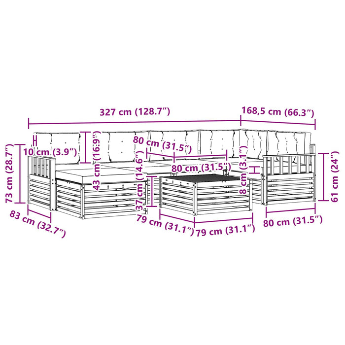 Set de canapele de exterior cu pernă 7 pcs Natural și Crem - WALTI WALTI