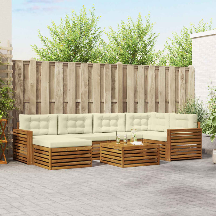 Set de canapele de exterior cu pernă 7 pcs Natural și Crem - WALTI WALTI