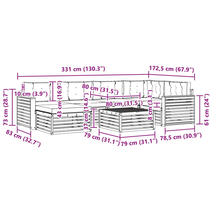 Set de canapele de exterior cu pernă 7 pcs Natural și Bej - WALTI WALTI