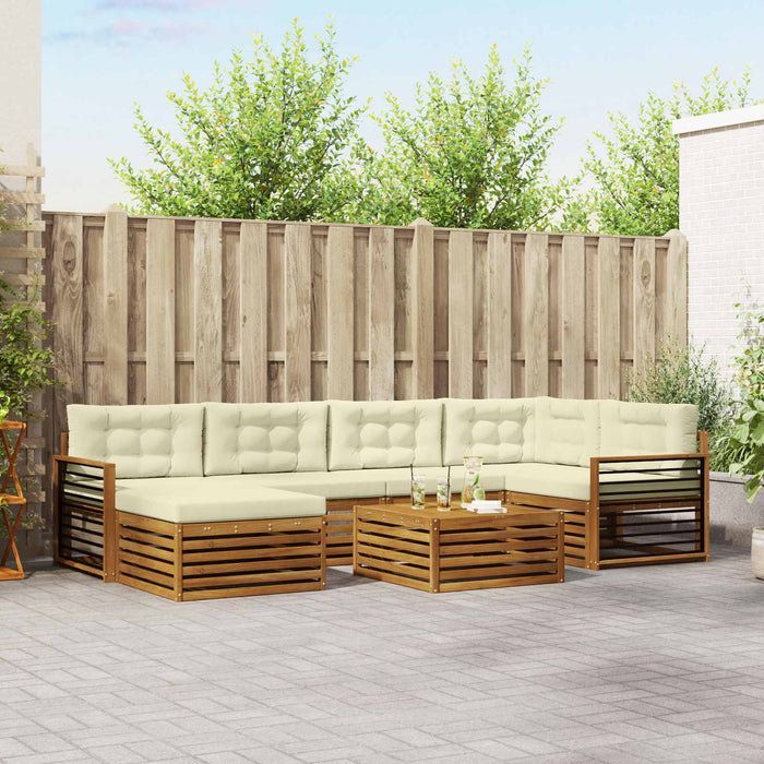 Set de canapele de exterior cu pernă 7 pcs Natural și Crem - WALTI WALTI