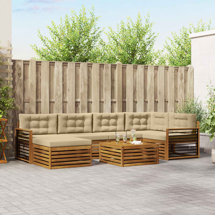 Set de canapele de exterior cu pernă 7 pcs Natural și Bej - WALTI WALTI