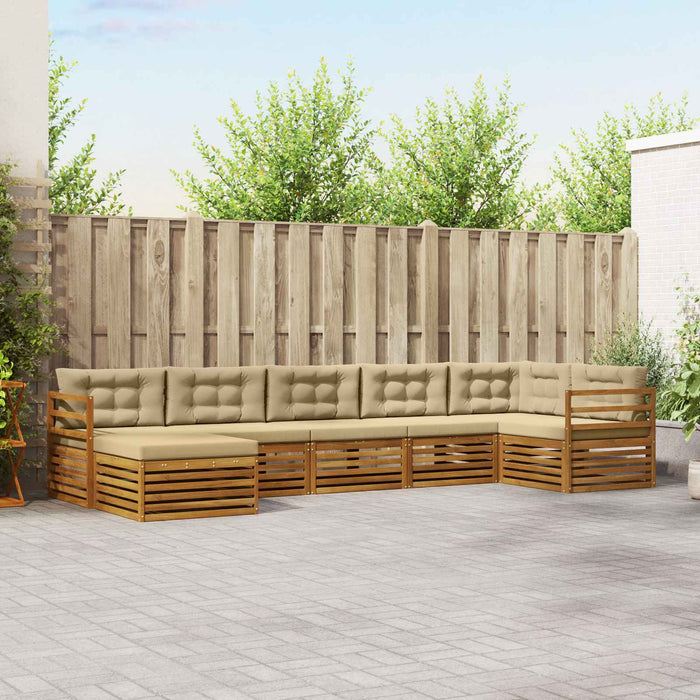 Seturi de canapele 7 pcs Natural și Bej Lemn Solid de Acacia - WALTI WALTI