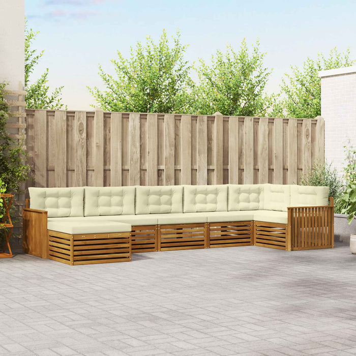 Seturi de canapele 7 pcs Natural și Crem Lemn Solid de Acacia - WALTI WALTI