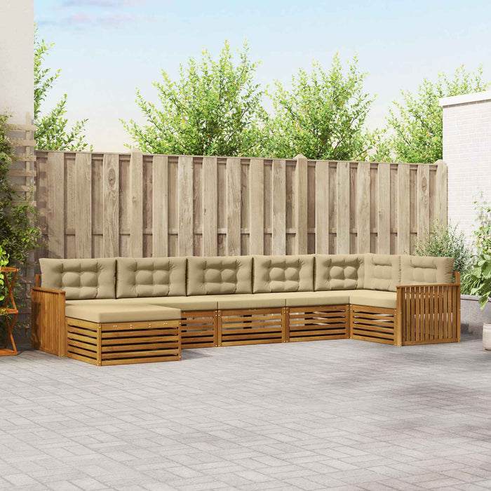 Seturi de canapele 7 pcs Natural și Bej Lemn Solid de Acacia - WALTI WALTI