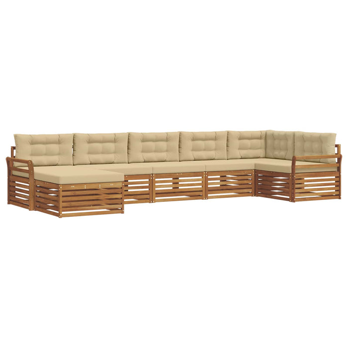 Seturi de canapele 7 pcs Natural și Bej Lemn Solid de Acacia - WALTI WALTI