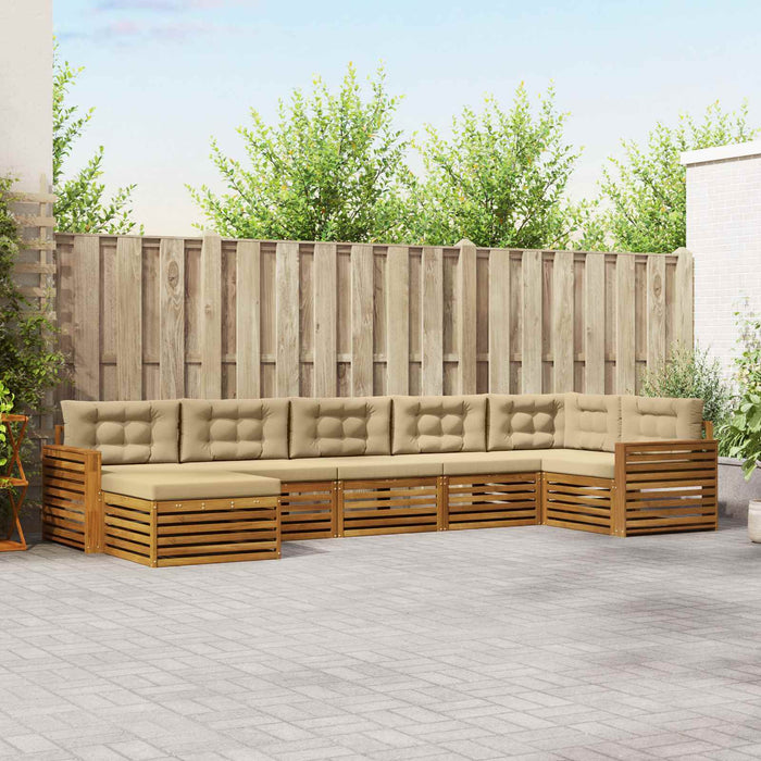 Seturi de canapele 7 pcs Natural și Bej Lemn Solid de Acacia - WALTI WALTI