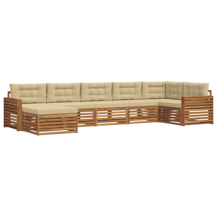 Seturi de canapele 7 pcs Natural și Bej Lemn Solid de Acacia - WALTI WALTI