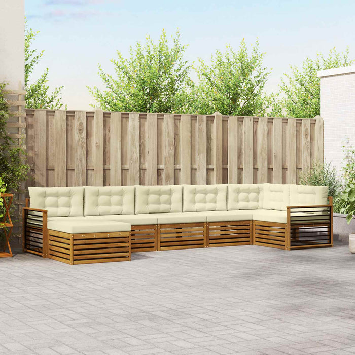 Seturi de canapele 7 pcs Natural și Crem Lemn Solid de Acacia - WALTI WALTI