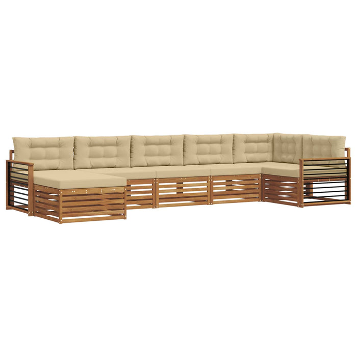 Seturi de canapele 7 pcs Natural și Bej Lemn Solid de Acacia - WALTI WALTI