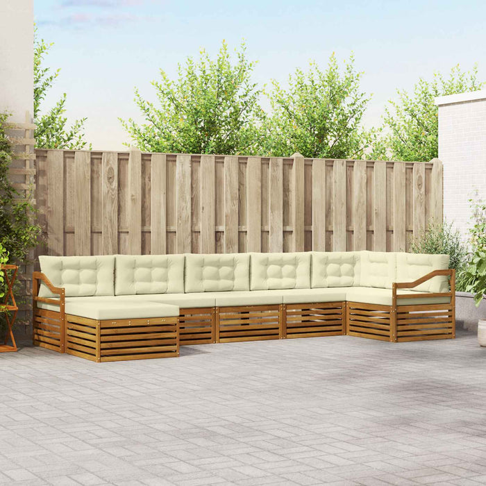 Seturi de canapele 7 pcs Natural și Crem Lemn Solid de Acacia - WALTI WALTI
