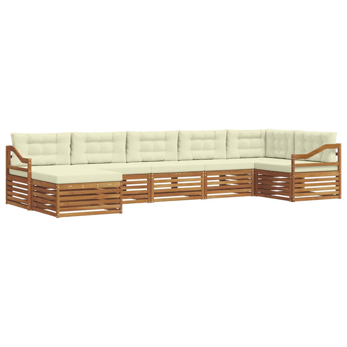 Seturi de canapele 7 pcs Natural și Crem Lemn Solid de Acacia - WALTI WALTI
