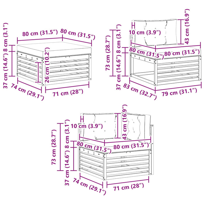 Seturi de canapele 7 pcs Natural și Crem Lemn Solid de Acacia - WALTI WALTI