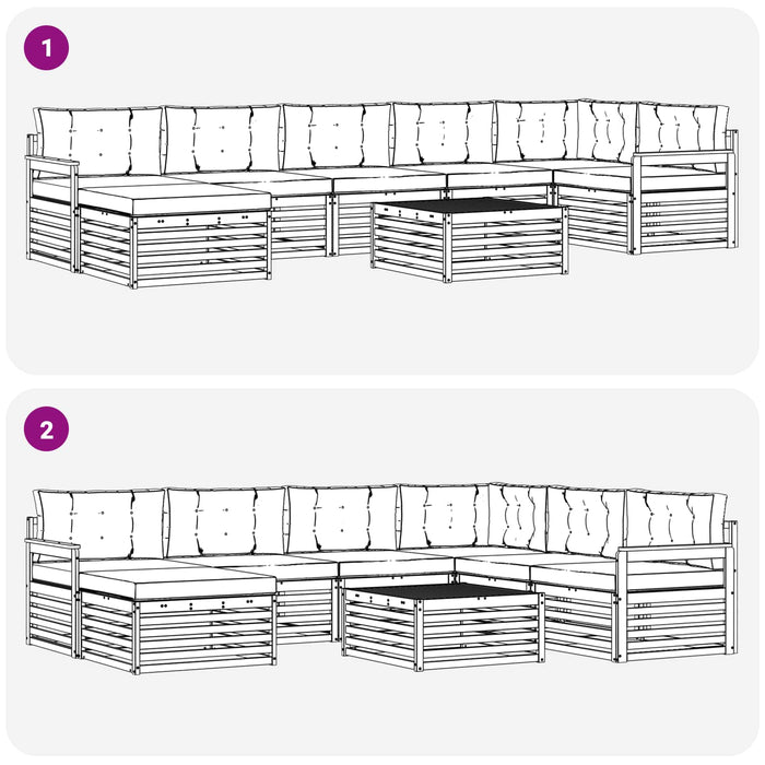 Seturi de canapele 8 pcs Natural și Crem Lemn Solid de Acacia - WALTI WALTI